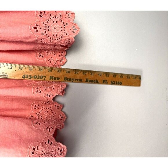 Old Navy Coral Eyelet Lace-Up Tiered Swing Dress L Boho Cottagecore Chic Whimsy - Picture 10 of 10